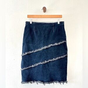 Y2k‎ Denim Skirt with Frayed Details